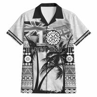 Personalised Fiji Day 2026 Hawaiian Shirt Masi Tapa Pattern With Palm Tree White Version