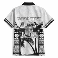 Personalised Fiji Day 2026 Hawaiian Shirt Masi Tapa Pattern With Palm Tree White Version