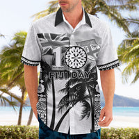 Personalised Fiji Day 2026 Hawaiian Shirt Masi Tapa Pattern With Palm Tree White Version