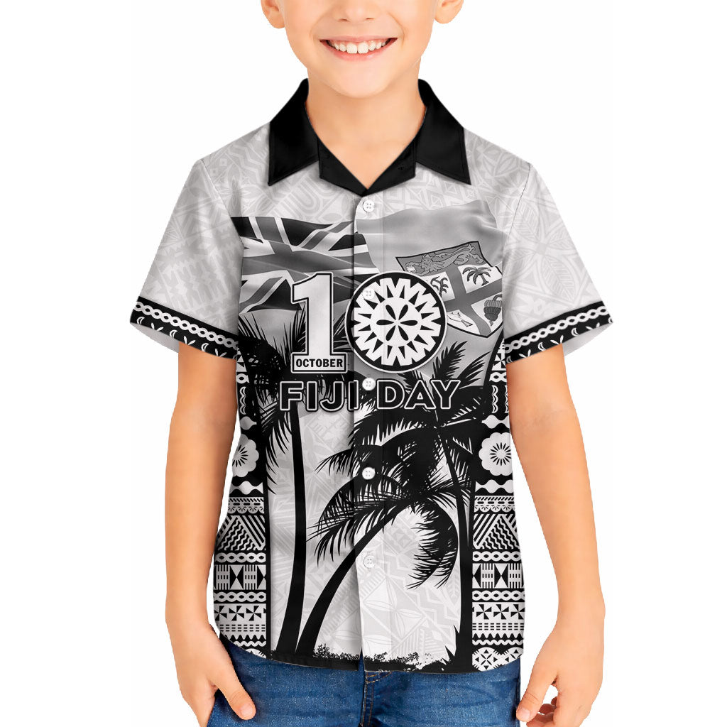 Personalised Fiji Day 2026 Hawaiian Shirt Masi Tapa Pattern With Palm Tree White Version