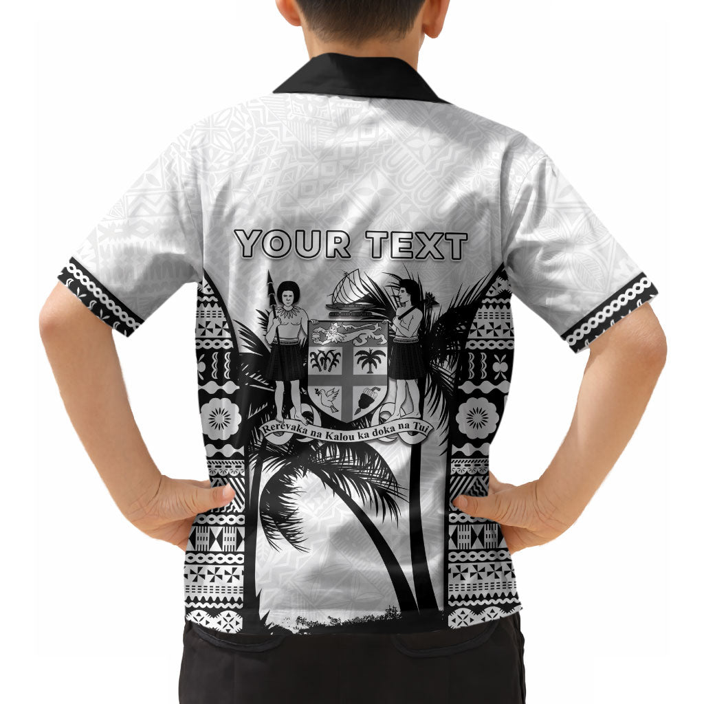 Personalised Fiji Day 2026 Hawaiian Shirt Masi Tapa Pattern With Palm Tree White Version