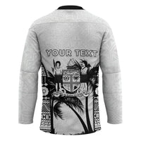 Personalised Fiji Day 2026 Hockey Jersey Masi Tapa Pattern With Palm Tree White Version
