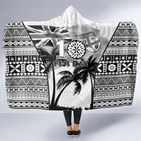 Fiji Day 2026 Hooded Blanket Masi Tapa Pattern With Palm Tree White Version LT05 One Size White - Polynesian Pride