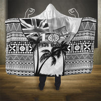 Fiji Day 2026 Hooded Blanket Masi Tapa Pattern With Palm Tree White Version LT05 - Polynesian Pride