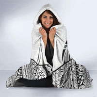 Fiji Day 2026 Hooded Blanket Masi Tapa Pattern With Palm Tree White Version LT05 - Polynesian Pride