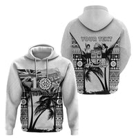 Personalised Fiji Day 2026 Hoodie Masi Tapa Pattern With Palm Tree White Version LT05 - Polynesian Pride
