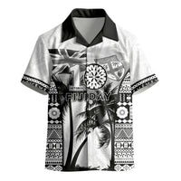 Personalised Fiji Day 2026 Kid Hawaiian Shirt Masi Tapa Pattern With Palm Tree White Version