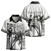 Personalised Fiji Day 2026 Kid Hawaiian Shirt Masi Tapa Pattern With Palm Tree White Version