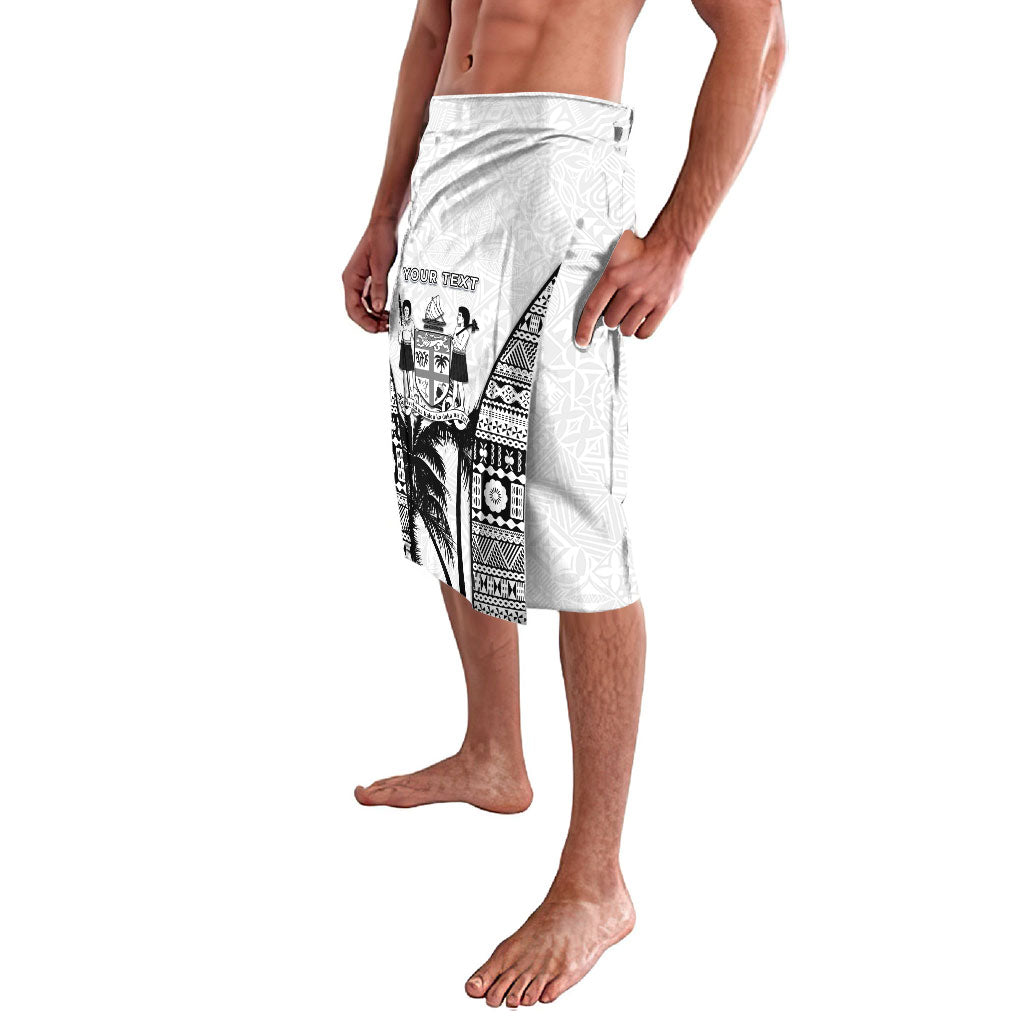 Personalised Fiji Day 2026 Lavalava Masi Tapa Pattern With Palm Tree White Version LT05 - Polynesian Pride