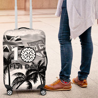 Fiji Day 2026 Luggage Cover Masi Tapa Pattern With Palm Tree White Version LT05 White - Polynesian Pride