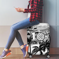 Fiji Day 2026 Luggage Cover Masi Tapa Pattern With Palm Tree White Version LT05 - Polynesian Pride