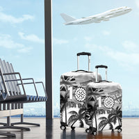 Fiji Day 2026 Luggage Cover Masi Tapa Pattern With Palm Tree White Version LT05 - Polynesian Pride