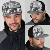 Fiji Day 2026 Mesh Trucker Cap Masi Tapa Pattern With Palm Tree White Version