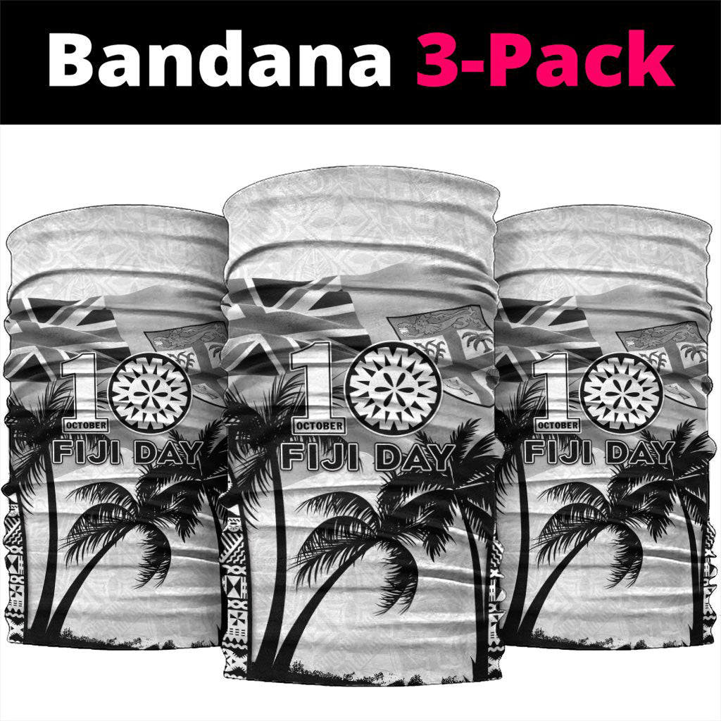 Fiji Day 2026 Neck Gaiter Masi Tapa Pattern With Palm Tree White Version LT05 package One Size: 25*50cm White - Polynesian Pride