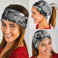 Fiji Day 2026 Neck Gaiter Masi Tapa Pattern With Palm Tree White Version LT05 - Polynesian Pride