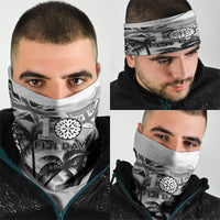 Fiji Day 2026 Neck Gaiter Masi Tapa Pattern With Palm Tree White Version LT05 - Polynesian Pride
