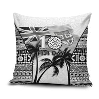 Fiji Day 2026 Pillow Cover Masi Tapa Pattern With Palm Tree White Version