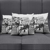 Fiji Day 2026 Pillow Cover Masi Tapa Pattern With Palm Tree White Version