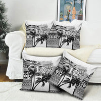 Fiji Day 2026 Pillow Cover Masi Tapa Pattern With Palm Tree White Version