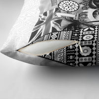 Fiji Day 2026 Pillow Cover Masi Tapa Pattern With Palm Tree White Version