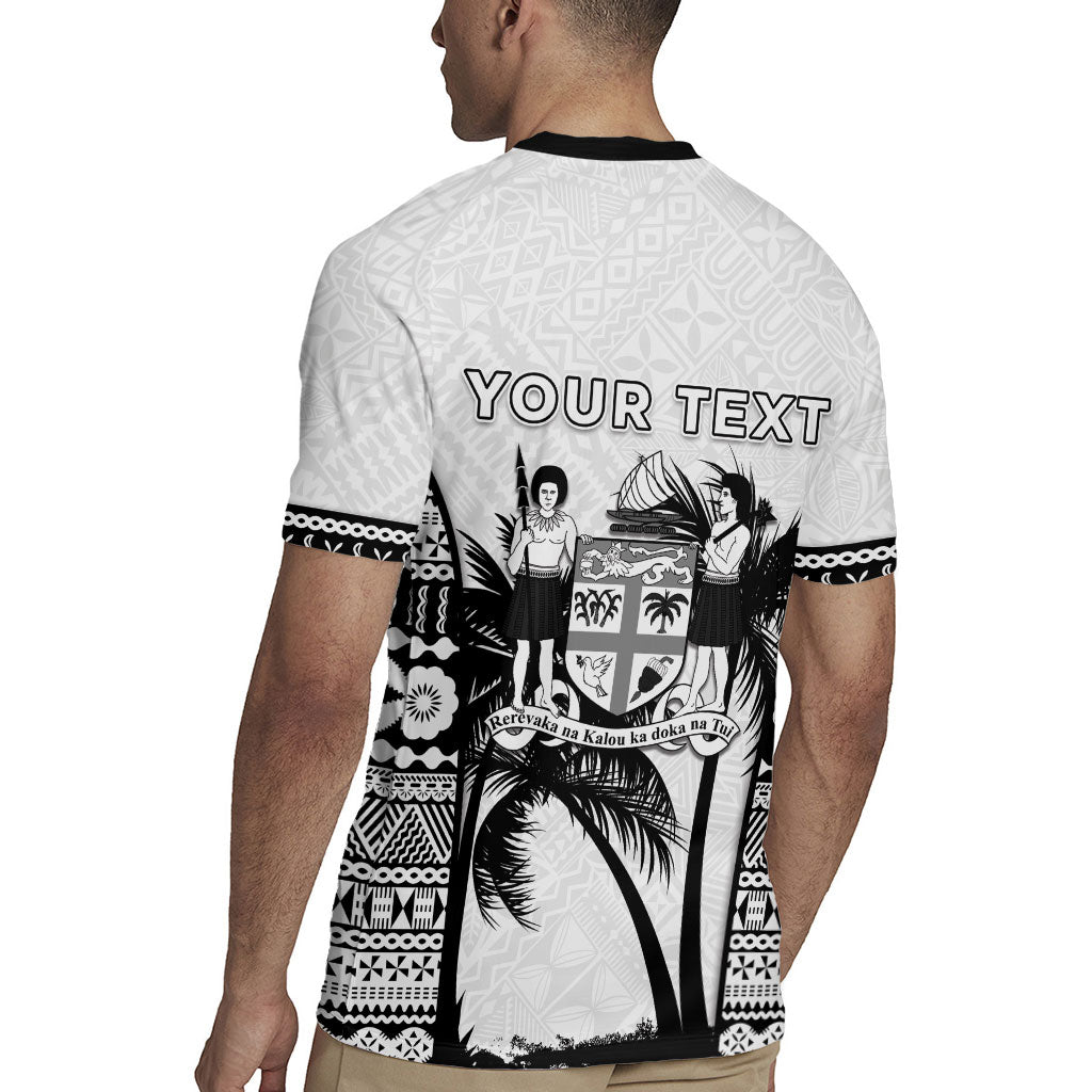 Personalised Fiji Day 2026 Rugby Jersey Masi Tapa Pattern With Palm Tree White Version LT05 - Polynesian Pride