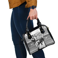 Fiji Day 2026 Shoulder Handbag Masi Tapa Pattern With Palm Tree White Version LT05 - Polynesian Pride