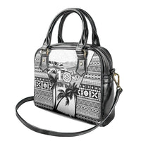 Fiji Day 2026 Shoulder Handbag Masi Tapa Pattern With Palm Tree White Version LT05 - Polynesian Pride