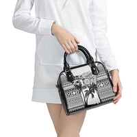 Fiji Day 2026 Shoulder Handbag Masi Tapa Pattern With Palm Tree White Version LT05 - Polynesian Pride