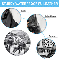 Fiji Day 2026 Spare Tire Cover Masi Tapa Pattern With Palm Tree White Version LT05 - Polynesian Pride