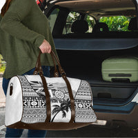 Fiji Day 2026 Travel Bag Masi Tapa Pattern With Palm Tree White Version LT05 - Polynesian Pride
