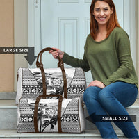 Fiji Day 2026 Travel Bag Masi Tapa Pattern With Palm Tree White Version LT05 - Polynesian Pride