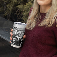 Personalised Fiji Day 2026 Tumbler Cup Masi Tapa Pattern With Palm Tree White Version LT05 - Polynesian Pride