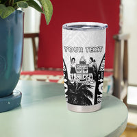 Personalised Fiji Day 2026 Tumbler Cup Masi Tapa Pattern With Palm Tree White Version LT05 - Polynesian Pride