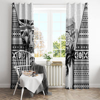 Fiji Day 2026 Window Curtain Masi Tapa Pattern With Palm Tree White Version LT05 - Polynesian Pride