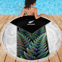 New Zealand Fern Rugby Beach Blanket World Cup 2023 Paua Shell Maori Pattern LT05 - Wonder Print Shop