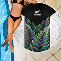 New Zealand Fern Rugby Beach Blanket World Cup 2023 Paua Shell Maori Pattern LT05 - Wonder Print Shop