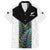 Custom New Zealand Fern Rugby Family Matching Off Shoulder Long Sleeve Dress and Hawaiian Shirt World Cup 2023 Paua Shell Maori Pattern LT05 Dad's Shirt - Short Sleeve White - Polynesian Pride