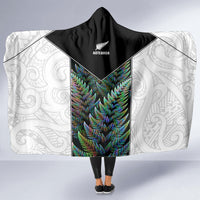 New Zealand Fern Rugby Hooded Blanket World Cup 2023 Paua Shell Maori Pattern LT05 - Polynesian Pride