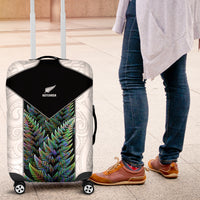 New Zealand Fern Rugby Luggage Cover World Cup 2023 Paua Shell Maori Pattern LT05 White - Polynesian Pride