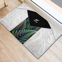 New Zealand Fern Rugby Rubber Doormat World Cup 2023 Paua Shell Maori Pattern LT05 - Polynesian Pride