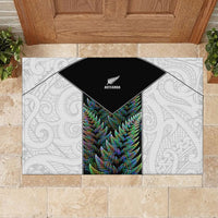 New Zealand Fern Rugby Rubber Doormat World Cup 2023 Paua Shell Maori Pattern LT05 - Polynesian Pride
