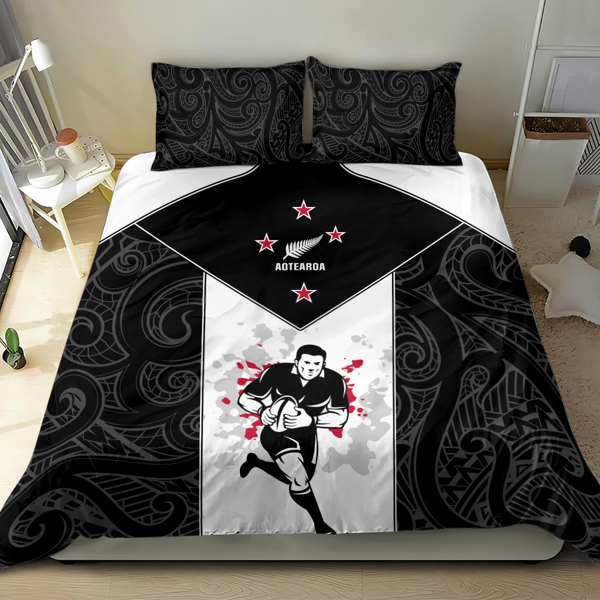 New Zealand Player Rugby Bedding Set World Cup 2023 Maori Pattern LT05 - Polynesian Pride