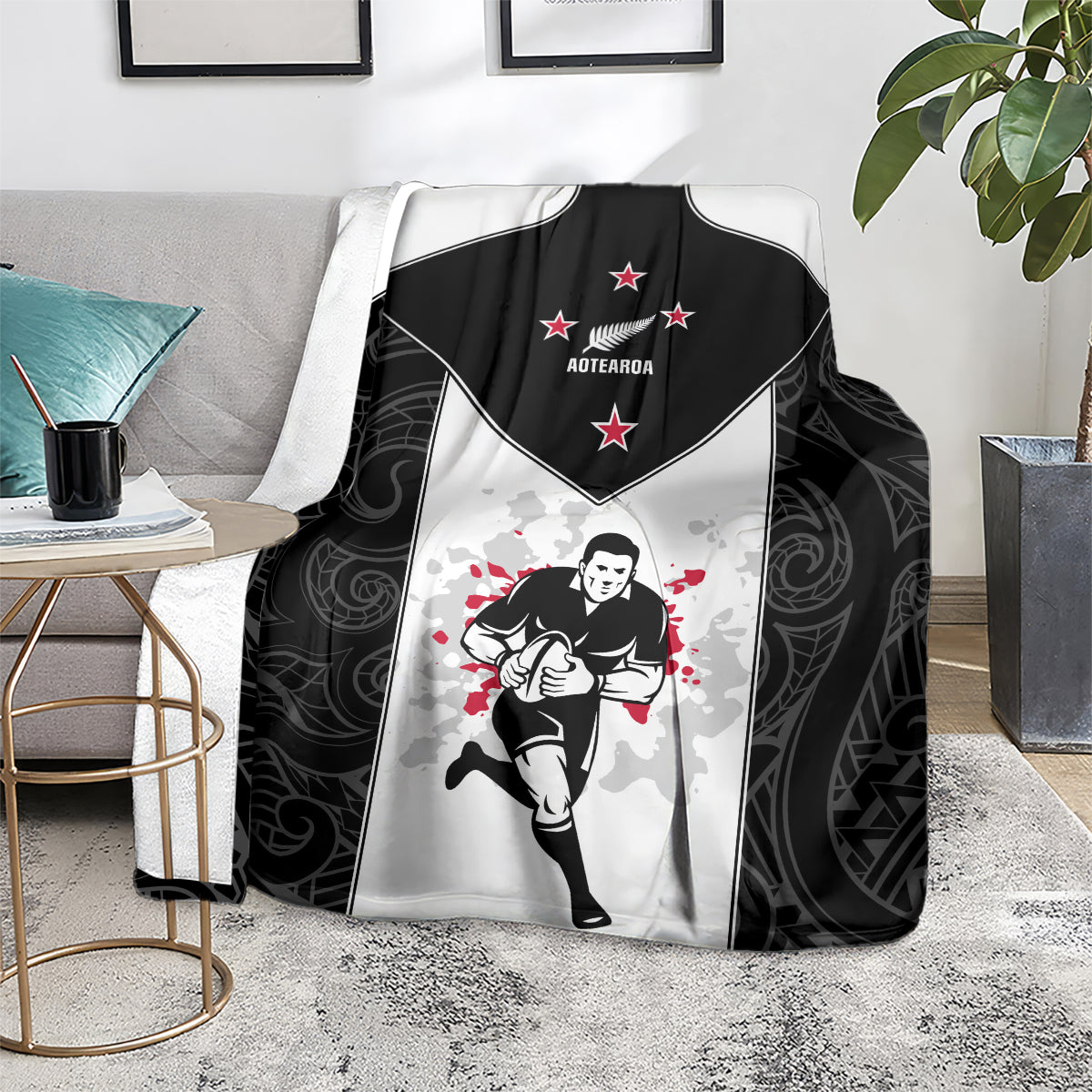 New Zealand Player Rugby Blanket World Cup 2023 Maori Pattern LT05 - Polynesian Pride