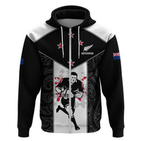Custom New Zealand Player Rugby Hoodie World Cup 2023 Maori Pattern LT05 Zip Hoodie Black - Polynesian Pride