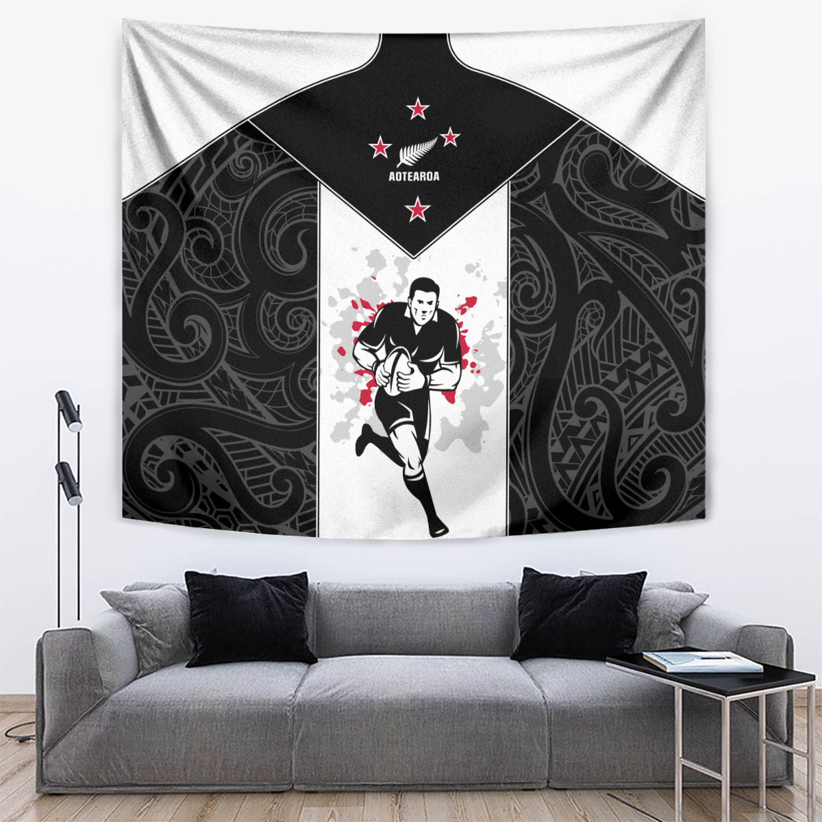 New Zealand Player Rugby Tapestry World Cup 2023 Maori Pattern LT05 - Polynesian Pride