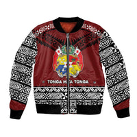Personalised Tonga Constitution Day Bomber Jacket Tongan Kupesi Ngatu Pattern