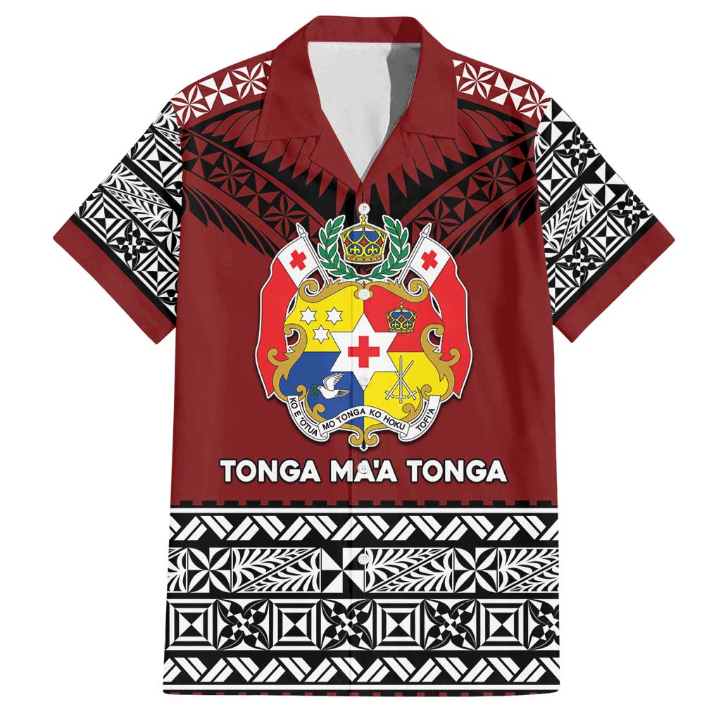 Personalised Tonga Constitution Day Family Matching Off Shoulder Maxi Dress and Hawaiian Shirt Tongan Kupesi Ngatu Pattern