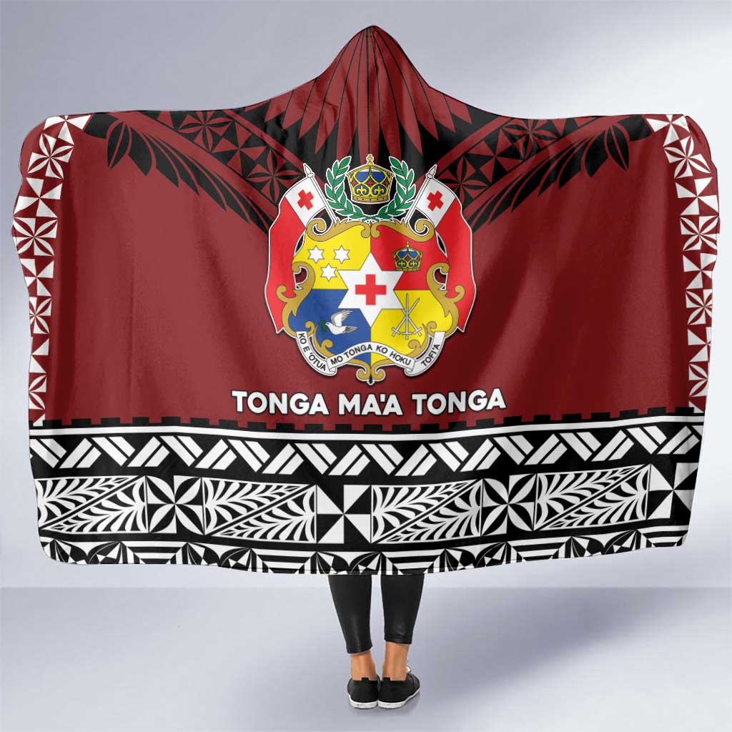 Tonga Constitution Day Hooded Blanket Tongan Kupesi Ngatu Pattern