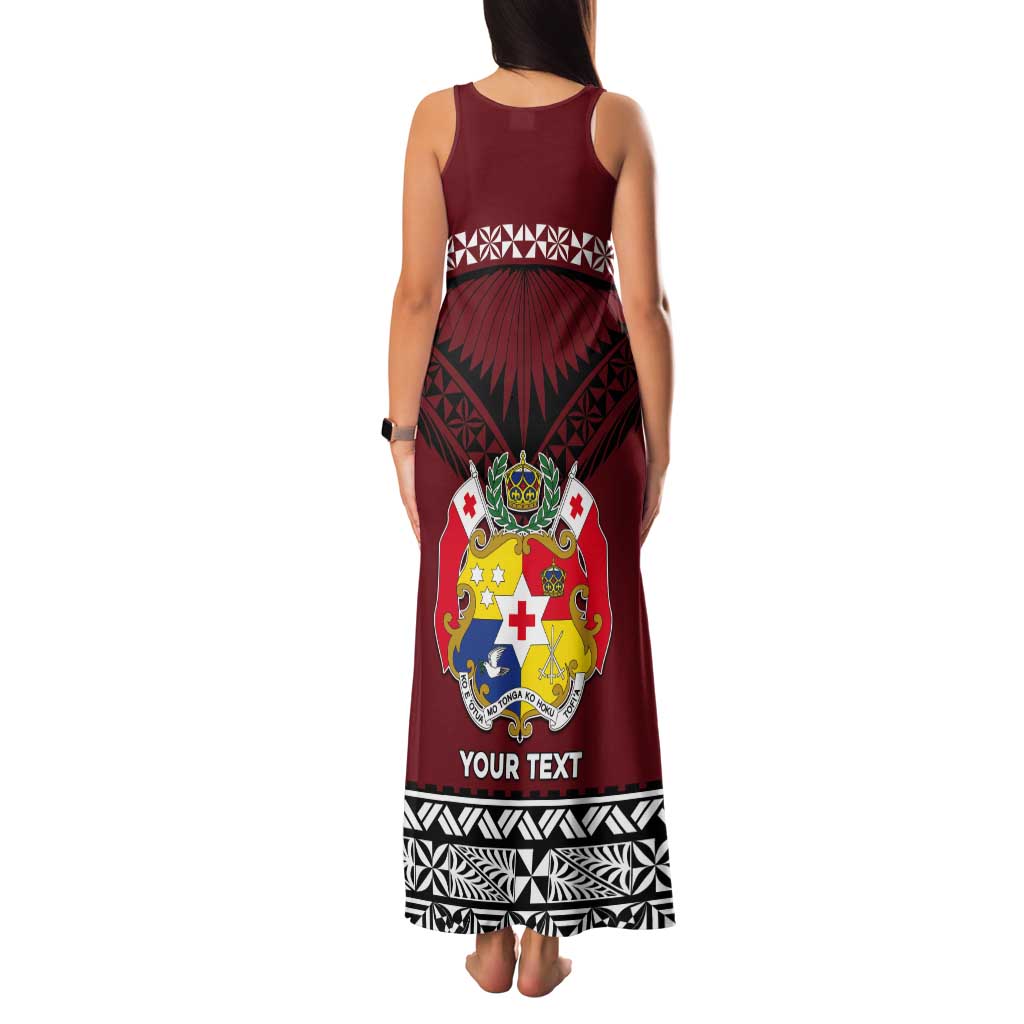 Personalised Tonga Constitution Day Tank Maxi Dress Tongan Kupesi Ngatu Pattern