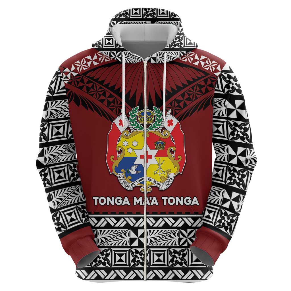 Personalised Tonga Constitution Day Zip Hoodie Tongan Kupesi Ngatu Pattern LT05 - Polynesian Pride